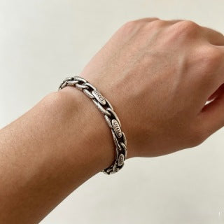 Gucci Vintage Engraved Link Chain Silver Bracelet