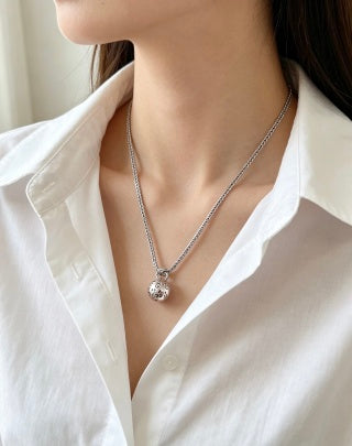Gucci GG Sphere Charm Silver Chain Necklace
