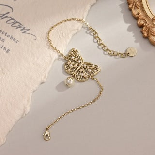 Dior Butterfly Pearl Charm Bracelet