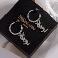 YSL Cassandre Crystal Hoop Earrings