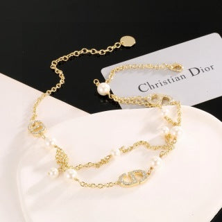 Dior Pearl Oblique Charm Necklace