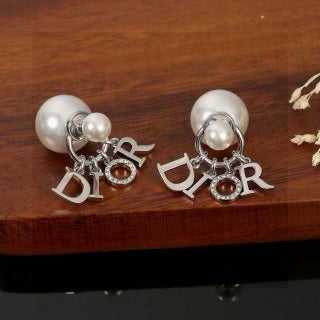 Dior Pearl Logo Cluster Earrings