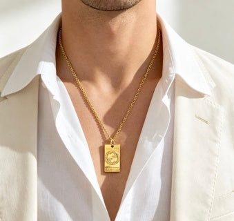 Gucci Vintage Crest Gold Plaque Pendant Necklace