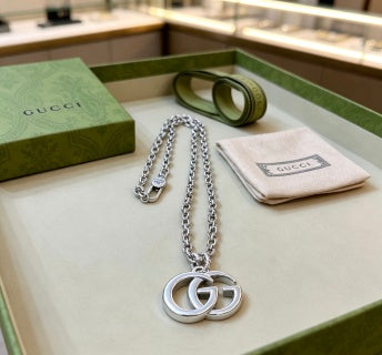 Gucci Interlocking GG Oversized Silver Pendant Necklace
