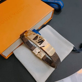 Louis Vuitton Monogram Silver Plate Leather Bracelet