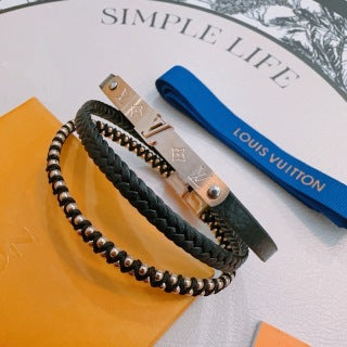 Louis Vuitton Monogram Leather Trio Wrap Bracelet
