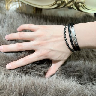 Louis Vuitton Shadow Monogram Braided Leather Bracelet Set
