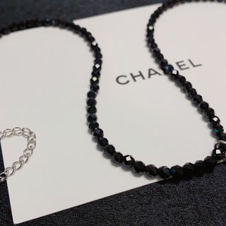 Chanel Black Crystal CC Beaded Necklace