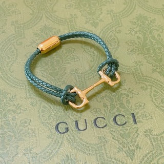 Gucci GG Horsebit Cord Green Bracelet