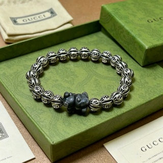 Gucci GG Bead Charm Silver Stretch Bracelet