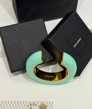 YSL Lumière Turquoise Resin Cuff Bracelet
