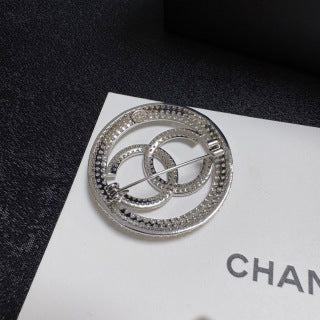 Chanel Radiant Round Crystal CC Brooch
