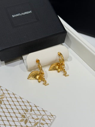 YSL Jardin Élan Leaf Drop Earrings