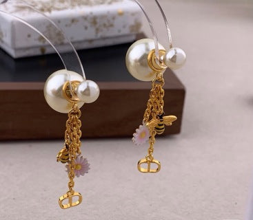 Dior Jardin Bee Pearl Drop Earrings