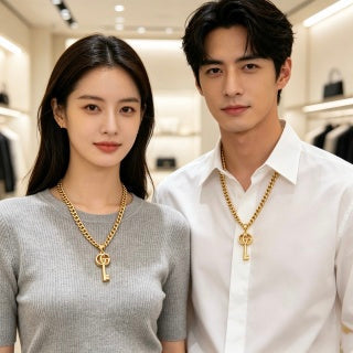 Gucci GG Key Pendant Gold Chain Necklace