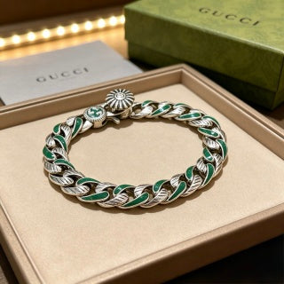 Gucci GG Green Enamel Twisted Link Bracelet