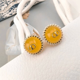 Dior Soleil Amber Pearl Stud Earrings