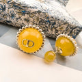Dior Soleil Amber Pearl Stud Earrings