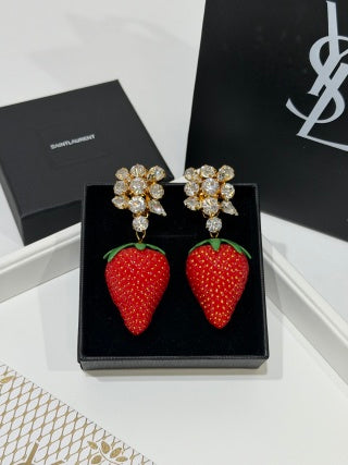 YSL Jardin Rouge Strawberry Clip Earrings