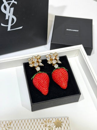 YSL Jardin Rouge Strawberry Clip Earrings