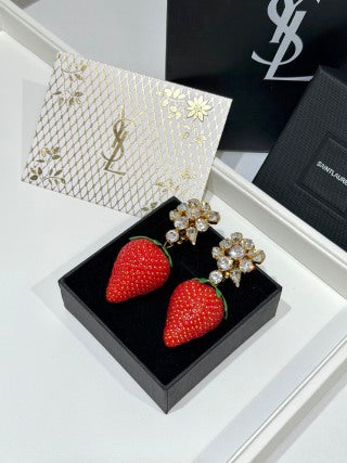 YSL Jardin Rouge Strawberry Clip Earrings
