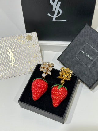 YSL Jardin Rouge Strawberry Clip Earrings