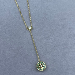 Dior Celestine Emerald Star Compass Pendant Necklace