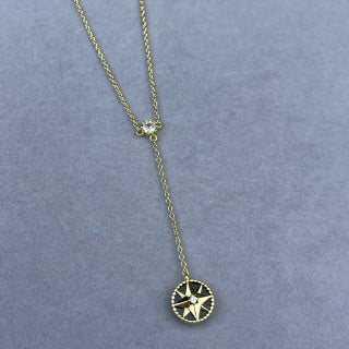 Dior Celestine Obsidian Star Compass Pendant Necklace