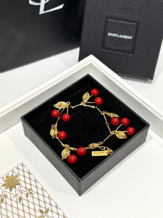 YSL Jardin Rouge Cherry Charm Bracelet