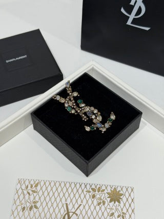 YSL Jardin Émeraude Crystal Brooch