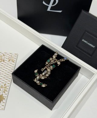 YSL Jardin Émeraude Crystal Brooch