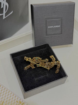 YSL Jardin Émeraude Crystal Brooch