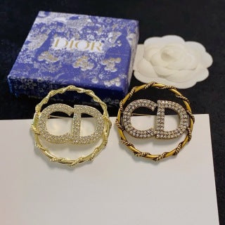 Dior CD Icon Pavé Crystal Round Brooch