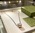 Gucci GG Barrel Lock Silver Chain Necklace