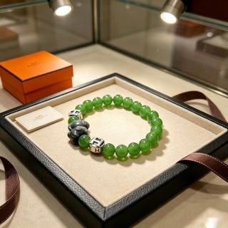 Hermès Emerald Bead H Accent Bracelet