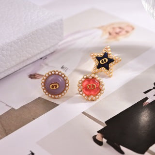 Dior Tribale Mini Medallion Charm Stud Earrings