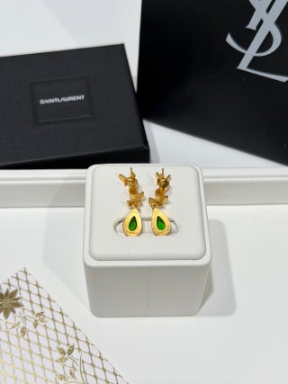 YSL Jardin Émeraude Teardrop Earrings
