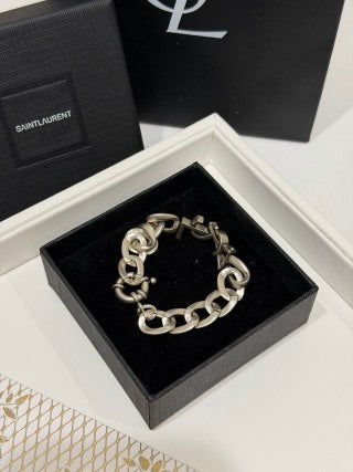 YSL Cassandre Interlock Silver Chain Bracelet