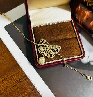 Dior Butterfly Pearl Charm Bracelet