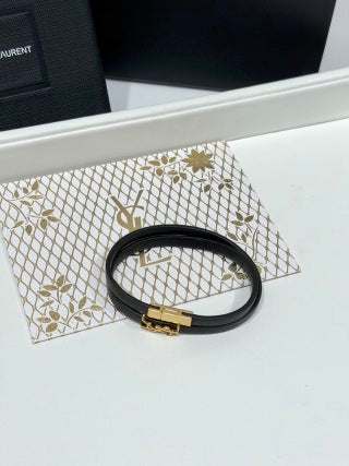 YSL Cassandre Leather Cord Bracelet