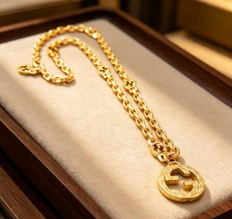 Gucci GG Circle Logo Gold Chain Necklace
