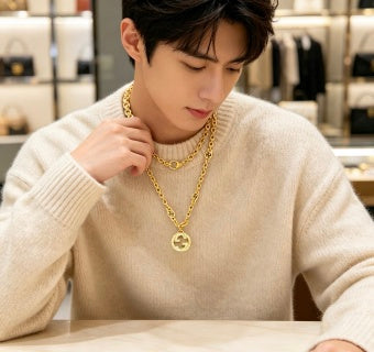 Gucci GG Circle Logo Gold Chain Necklace