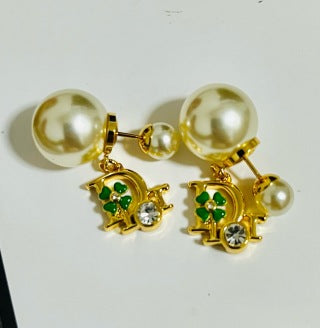 Dior Tribale Pearl Botanical Charm Stud Earrings