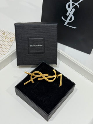 YSL Cassandre Signature Gold Brooch