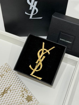YSL Cassandre Signature Gold Brooch