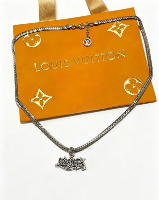 Louis Vuitton Signature Script Pendant Chain Necklace
