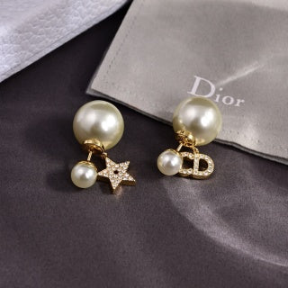 Dior Tribale Pearl Charm Stud Earrings