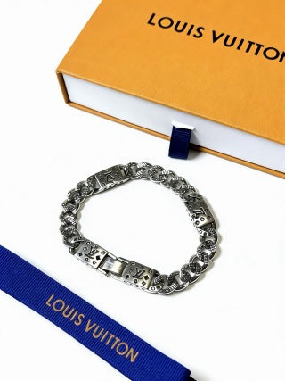 Louis Vuitton Monogram Engraved Link Chain Bracelet