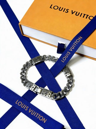 Louis Vuitton Monogram Engraved Link Chain Bracelet