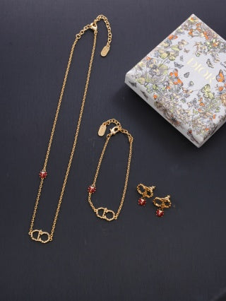 Dior Roseline Ruby Accent Fine Chain Necklace